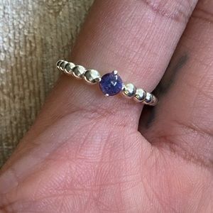 Pandora beaded ring with purple crystal